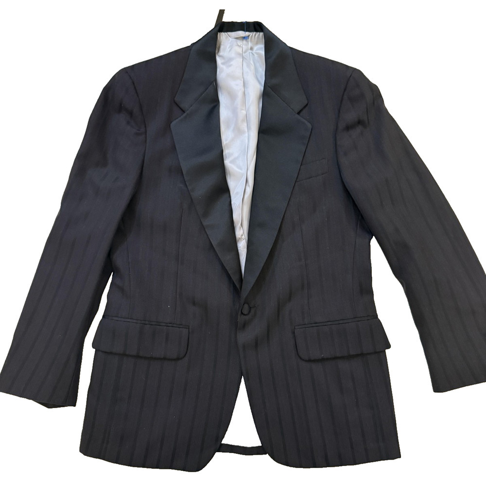 Neiman Marcus Tuxedo Blazer Mens 40 Pinstripe Satin Lapel Single Button‎ Formal